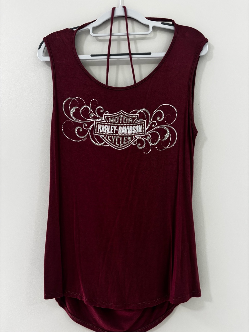 Harley-Davidson Women's Maroon Sleeveless Tank with Rhinestone Logo